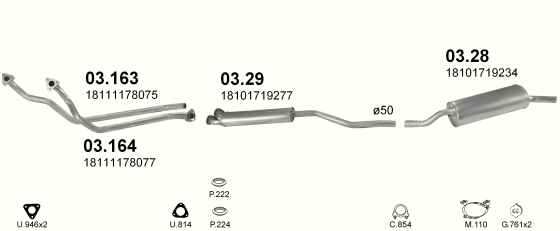 Auspuffanlage für BMW 3 E30 2.4 D (E30 324d)