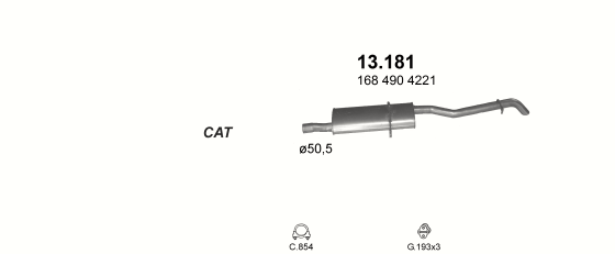 Auspuffanlage für MERCEDES A170 - W168 1.7 CDI (W168 A170 SWB 2423mm)
