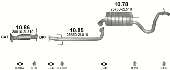 Auspuffanlage für HYUNDAI i30 1.6 D (1.6 CRDi Turbo Diesel)