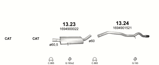Auspuffanlage für MERCEDES A180 - W169 2.0 D (2.0 CDi Turbo Diesel)