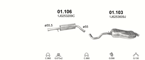 Auspuffanlage für AUDI A3 1.8 (1.8 Turbo)