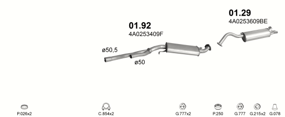 Auspuffanlage für AUDI 100 2.8 (2.8 V6)