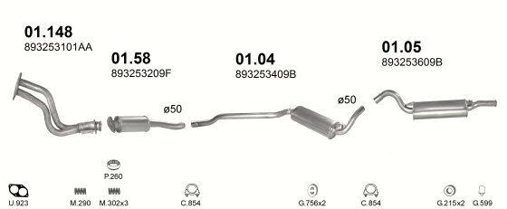 Auspuffanlage für AUDI COUPE 1.8 (1.8 DZ MAN)