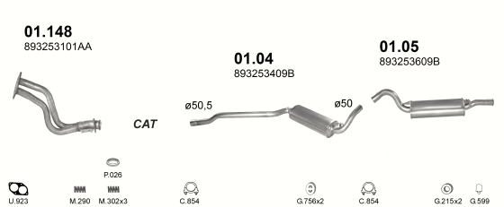 Auspuffanlage für AUDI 80 1.6