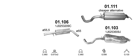 Auspuffanlage für AUDI A3 1.8 (1.8 Turbo)