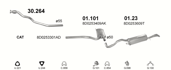 Auspuffanlage für AUDI A4 1.9 D (1.9 TDi Turbo Diesel)