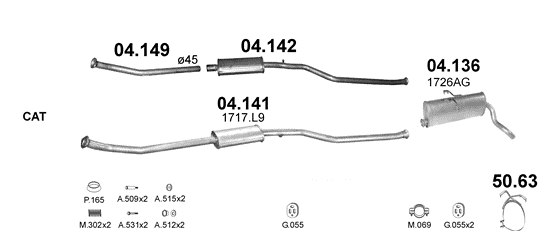 Auspuffanlage für CITROEN BERLINGO 1.4 (1.4i)