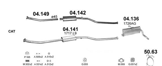 Auspuffanlage für PEUGEOT PARTNER 1.1 (1.1i)