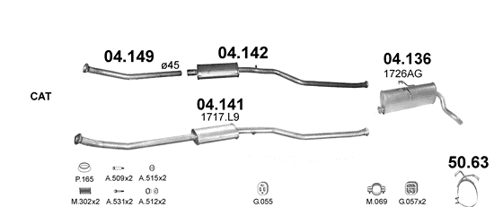 Auspuffanlage für PEUGEOT PARTNER 1.4 (1.4i)