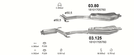 Auspuffanlage für BMW 5 E34 2.5 (E34 525i 24V)