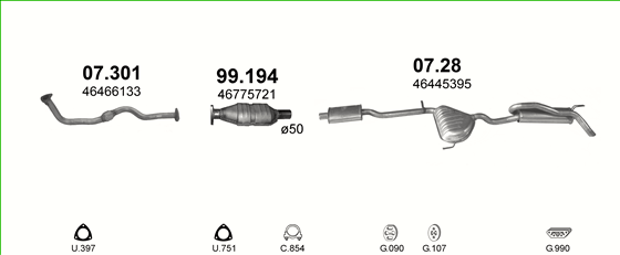 Auspuffanlage für FIAT BRAVA/BRAVO 1.8 (1.8i 16V)