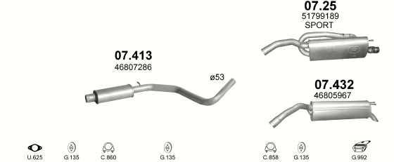 Auspuffanlage für FIAT STILO 1.9 D (1.9 JTD)