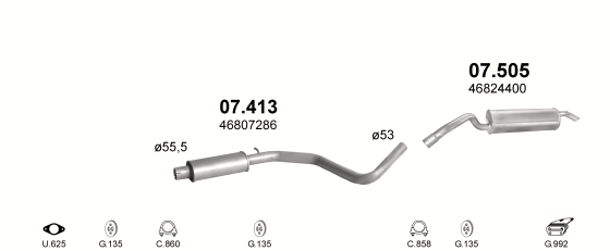 Auspuffanlage für FIAT STILO 1.9 D (1.9 JTD)