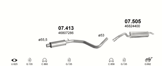 Auspuffanlage für FIAT STILO 1.9 D (1.9 JTD)