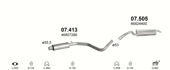 Auspuffanlage für FIAT STILO 1.9 D (1.9 JTD)