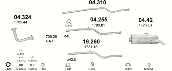 Auspuffanlage für CITROEN SAXO 1.0 (1.0i)