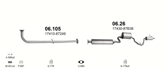 Auspuffanlage für DAIHATSU CUORE 0.8