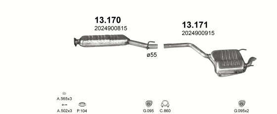 Auspuffanlage für MERCEDES C220 - W202 2.2 D (W202 C220)