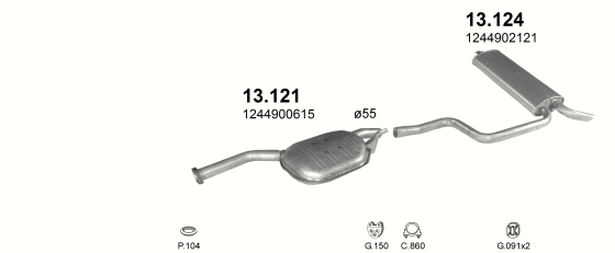 Auspuffanlage für MERCEDES 300 - T124 3.0 D (T124 300)