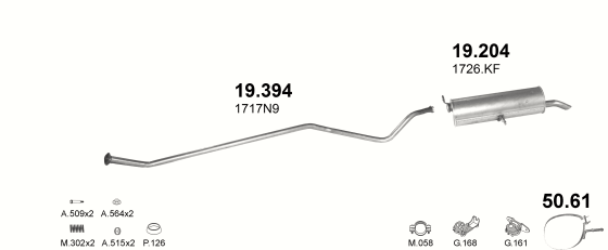Auspuffanlage für PEUGEOT 307 1.4