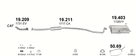 Auspuffanlage für PEUGEOT 206 1.4 (1.4i)
