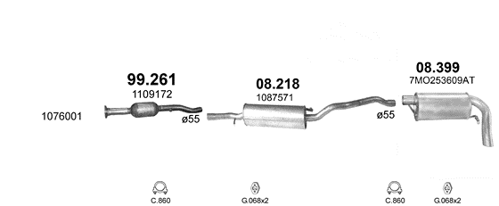 Auspuffanlage für FORD GALAXY 2.0 (2.0i 8V)