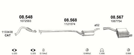 Auspuffanlage für FORD FOCUS 2.0 (2.0i 16V)