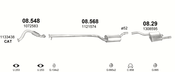 Auspuffanlage für FORD FOCUS 2.0 (2.0i 16V)