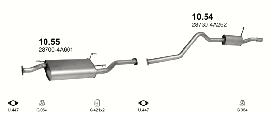 Auspuffanlage für HYUNDAI SATELLITE 2.5 D (2.5 Turbo Diesel LWB)