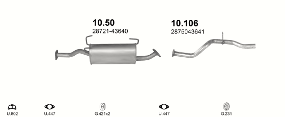 Auspuffanlage für HYUNDAI H100 2.4