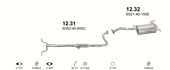 Auspuffanlage für MAZDA 121 1.3 (1.3i 16V)