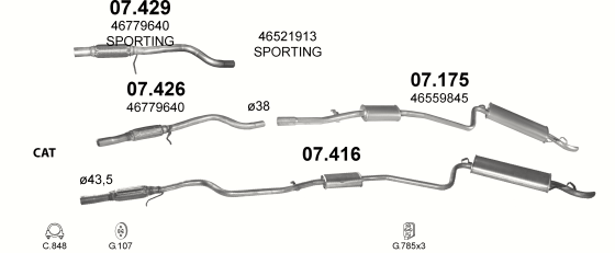 Auspuffanlage für FIAT SEICENTO 1.1 (1.1i 12V SPORTING)