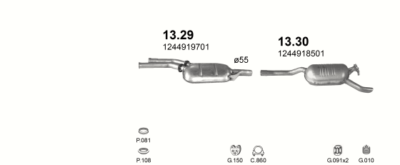 Auspuffanlage für MERCEDES E200 - W124 2.0 (W124 E200)