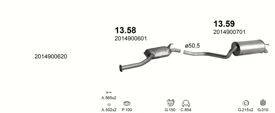 Auspuffanlage für MERCEDES 190 - W201 2.3 (W201 190 2.3E)