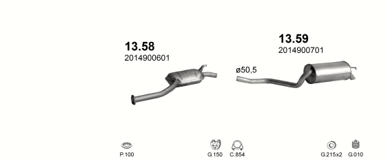 Auspuffanlage für MERCEDES 190 - W201 2.3 (W201 190 2.3E)