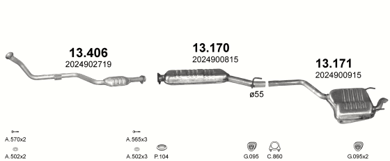Auspuffanlage für MERCEDES C220 - W202 2.2 D (W202 C220)