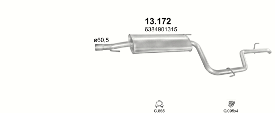 Auspuffanlage für MERCEDES VITO - 638 2.2 D (108)
