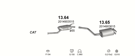Auspuffanlage für MERCEDES 190 - W201 2.5 D (W201 190)