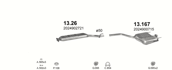 Auspuffanlage für MERCEDES C200 - T202 2.0 D (T202 C200)