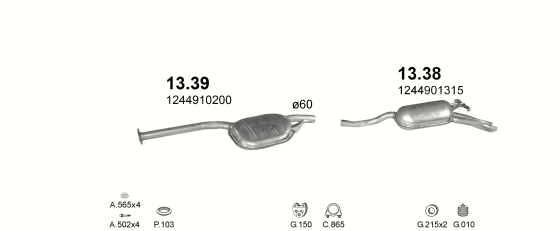 Auspuffanlage für MERCEDES 250 - W124 2.5 TD (W124 250 5 CYL)