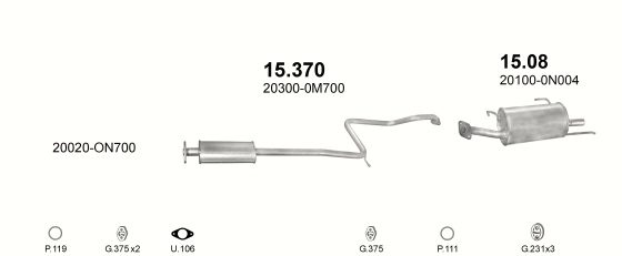 Auspuffanlage für NISSAN ALMERA 2.0 D (2.0 DIESEL)