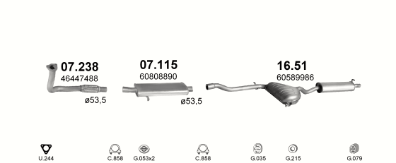 Auspuffanlage für ALFA ROMEO 145 1.9 D (1.9 Turbo Diesel)