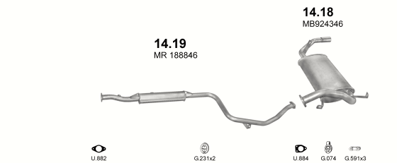 Auspuffanlage für MITSUBISHI COLT 1.3 (1.3i 12V)