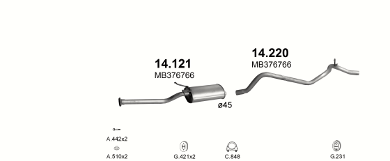 Auspuffanlage für MITSUBISHI L300 1.6 (SWB)