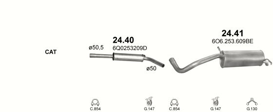 Auspuffanlage für SKODA FABIA 1.9 D (1.9 SDi Diesel)