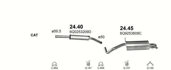 Auspuffanlage für SEAT CORDOBA 1.9 D (1.9 SDi Diesel)