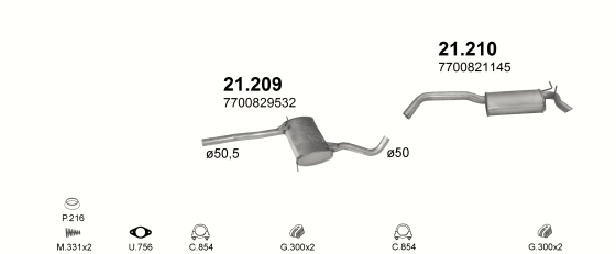 Auspuffanlage für RENAULT SAFRANE 2.0 (2.0i 8V)