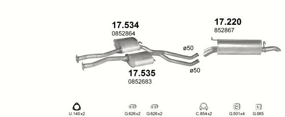 Auspuffanlage für OPEL OMEGA A 3.0 (3.0i 24V)