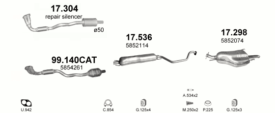 Auspuffanlage für OPEL ZAFIRA A 1.6 (1.6i 16V)