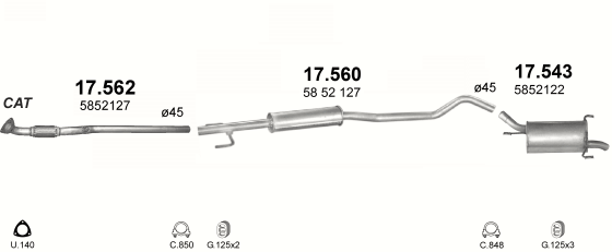 Auspuffanlage für OPEL CORSA C 1.4 (1.4i 16V)